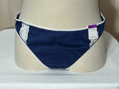 Трусики бикини Charter Club нижнее белье XXL кружевные со средней посадкой темно-синие 100% хлопок - Изображение 1 из 4