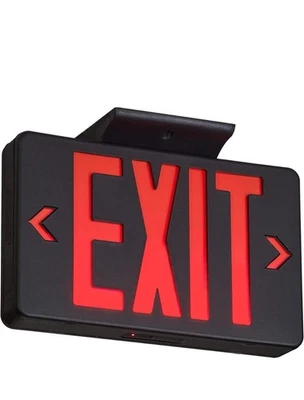 Red Exit Sign with Black Housing, LED Emergency Exit Light - Image 1 of 4