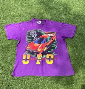Vintage SSI Lamborghini Countach Racing Car UFO T Shirt Mens L Purple - Picture 1 of 5