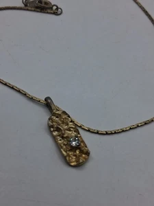 Vintage Modeschmuck Halskette Strass in goldfarbenem Nugget nicht echt Gold - Bild 1 von 4