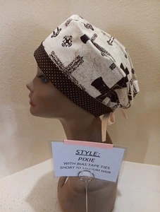 Sombrero/Gorra Exfoliante Quirúrgico Crosses Pixie Calavera Para Mujer Hecha a Mano - Imagen 1 de 9