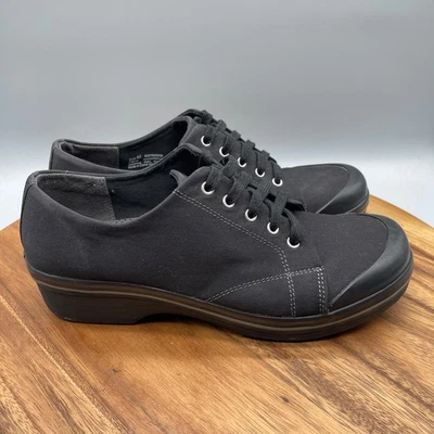 Zapatos veganos Dansko Veda para mujer talla 11,5/42 zuecos cómodos de lona negros con cordones Foto 1 de 4