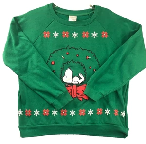 Suéter Feo Navidad Snoopy Sudadera Iluminada Talla XL Fiesta Verde Cacahuetes - Imagen 1 de 8