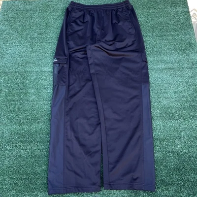 VTG Adidas Track Pants Mens XL Black Dark Green Baggy Cargo Pocket 31" 90s Y2K - Image 1 of 4