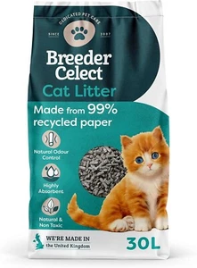 Breeder Celect Natural Cat Litter 30L – Recycled, Absorbent & Odour Control - Picture 1 of 7