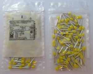 Aderendhülsen isoliert 6,0mm² -18mm in gelb Lange Ausführung - 100 Stück - Bild 1 von 1