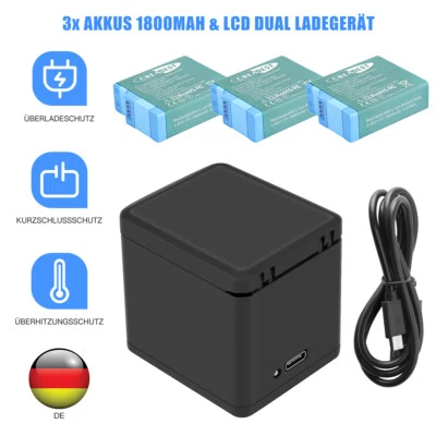 CREABEST 3 batterie 1800 mAh per GoPro Hero 9 10 11 Black AHDBT-901 ADBAT-001 + caricabatterie USB