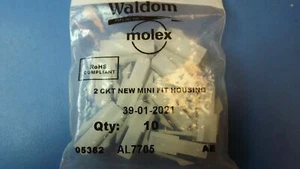 (10PCS) 39-01-2021 MOLEX Conn Housing M 2 POS Crimp ST Panel Mount Mini-Fit Jr - Picture 1 of 8