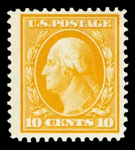 Scott 381 1911 10c Yellow Washington Perf 12 Issue Mint F-VF OG LH Cat $85 - Picture 1 of 1