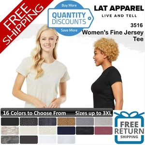 🔥 Lat Woman Fine Jersey Short Sleeve Tee T Shirt Top Semi-fitted Up To 3XL 3516 - Picture 1 of 101