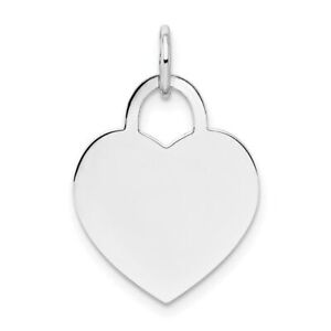 14k White Gold Medium Engravable Heart Pendant for Womens 1.06g