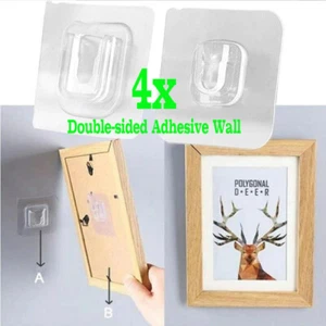 4 ganchos transparentes fuertes autoadhesivos impermeables reutilizables de pared de doble cara  - Imagen 1 de 7