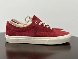 Ralph Lauren Polo Keaton Pony Red Corduroy Sneakers sz 9 classic - Picture 1 of 9