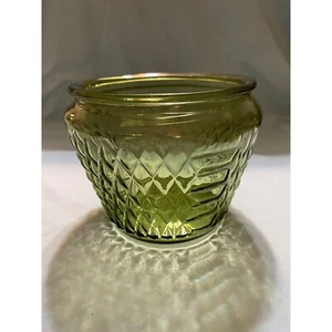 Vintage Glass Planter Bowl Avocado Green Asian Diamond Point Round - Picture 1 of 5