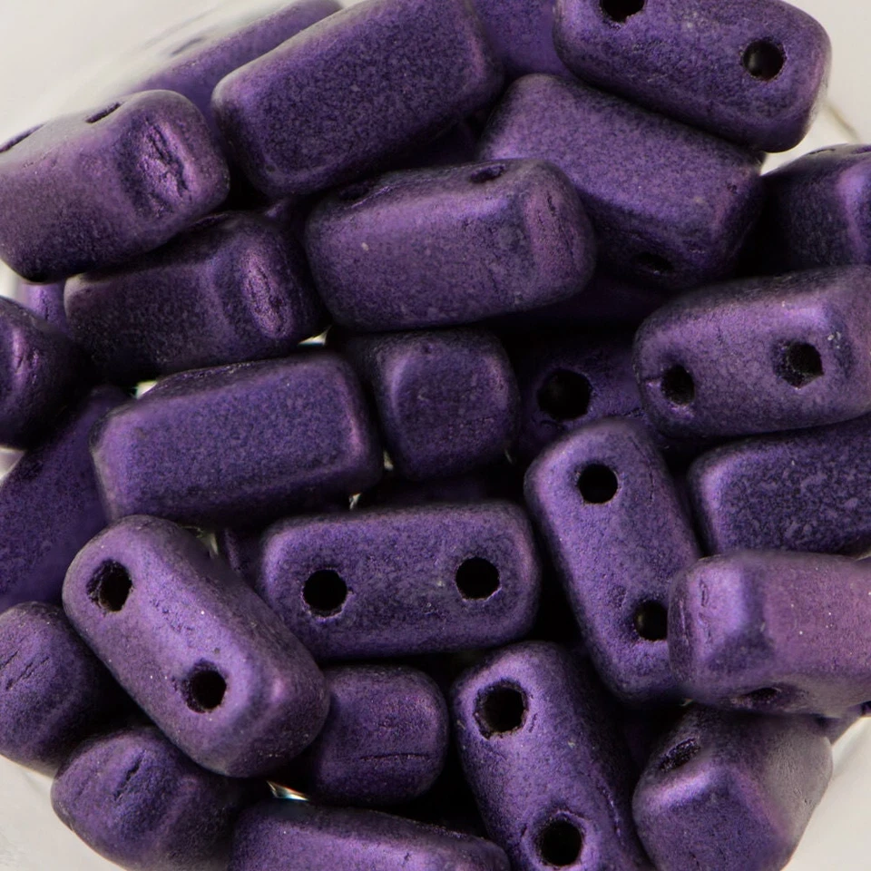 3/6mm Metallic Suede - Purple Czech Mate Brick Beads (50) - Image 1 of 1