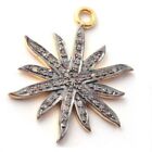 Diamond Sun Charm 925 Sterling silver Vermeil Pendant ,Diamond Findings, jewelry