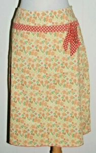 NWT Nostalgia Cotton Stretch Yellow Floral Print Dotted Tie A-Line Skirt Large - Picture 1 of 4