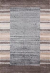 Bordered Gabbeh Modern Area Rug 5x7 Hand-knotted Wool Carpet