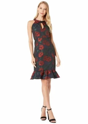 Nanette Lepore Rose Jacquard Halter Dress Women’s Size 8 Ruffled Hem - Image 1 of 4