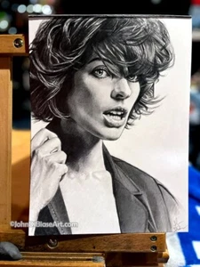 Milla Jovovich Pencil Drawing 9” x 12” Portrait Artwork Alice Resident Evil - Picture 1 of 2