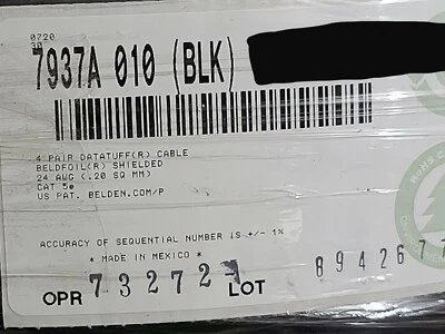 Cable de red conectado DataTuff F/utp Belden 7937A 24/4P CAT5E F/UTP inundado OSP/50 pies Foto 1 de 4