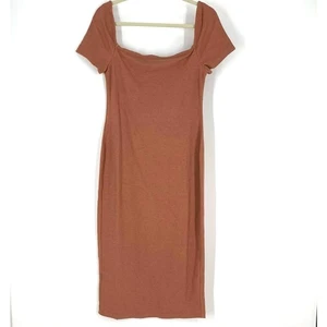 Lovers + Friends geripptes Strick-Midikleid Damengröße Large bräunlich rosa neu mit Etikett - Bild 1 von 9