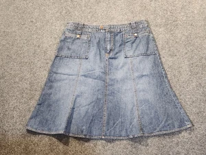 Sigrid Olsen Jeansrock Damen Größe 12 Blau Jeans A-Linie Knielang Taschen - Bild 1 von 11