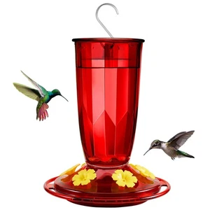 Hummingbird Feeder for Outdoors Hanging - 6 Bee Guard Feeding Ports & Built-i... - Picture 1 of 6