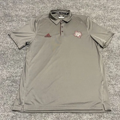 Texas A&M Aggies adidas Polo Shirt Men's Large Gray Aeroready Player Aggieland - Image 1 of 4