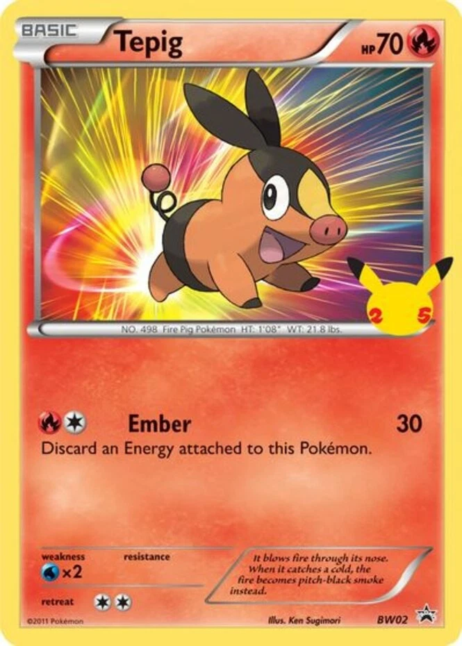 Damaged, English Pokemon Regular Tepig - BW02 - First Partner Pack Promo First P - Image 1 of 1
