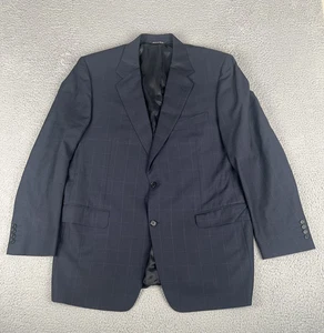 Canali Italy Mens Blazer Navy Blue Windowpane Wool Sports Coat Jacket 46L (56EU) - Picture 1 of 21