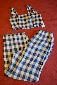 Reformation Mara Leinen 2 teiliges Set. Größe 8 blau-weiß kariert - Bild 1 von 16