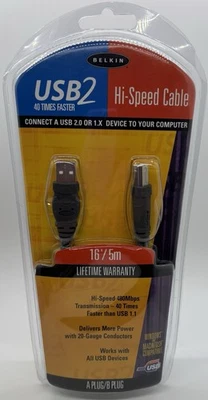Belkin 16’ Hi-Speed Cable USB2 A Plug/B Plug F3U133-16  - Image 1 of 4