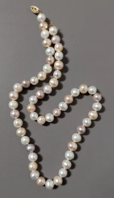 Perlenkette Multicolor Kugelkette mit 585 Gelbgold Verschluss Halskette - Bild 1 von 4