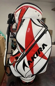Akira White/Red/Black Staff Bag w/ Rain Cover, Extra Strap, & 6-Way Club Divider - Picture 1 of 14