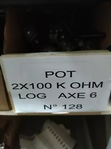2x100 K ohm Potentiomètre Pot Potentiometer 2x 100 K ohm Log axe 6 P.N128 - Foto 1 di 4