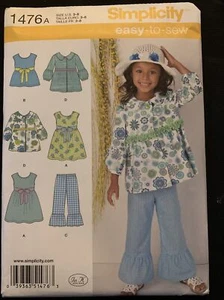 Simplicity Easy Pattern 1476 Childs Dress Top Pants Jacket Girls Size 3-8 Uncut - Picture 1 of 2