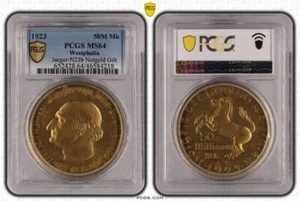 Germany Weimar Westphalia 50 Millions Mark 1923 Notgeld Stein PCGS MS64 N23b - Picture 1 of 1