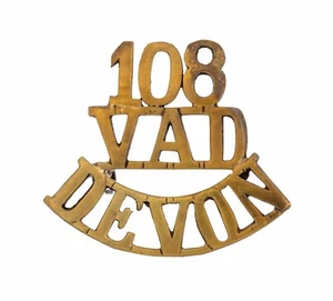 108 Destacamento de Ayuda Voluntaria Devon Hombro Título Latón Metal - Imagen 1 de 1