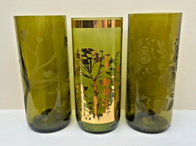 3 x Weinflaschenvasen | Up Cycled Glasflasche | Wohndeko | Geschenk - Bild 1 von 4