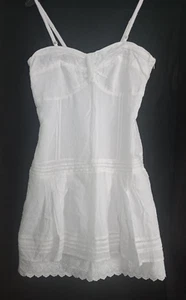 Womens size 12 White Cotton Summer Dress with layered Skirt. - Picture 1 of 14