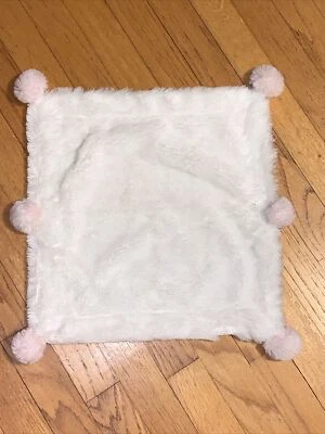 Difícil de Encontrar Mud Pie Mudpie Blanco Rosa Pom Balls Manta de Seguridad/Lovey Foto 1 de 4