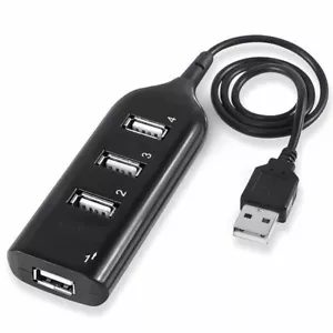 New Mini 4 Port USB 2.0 High Speed Hub Splitter 480 Mbps for PC Laptop Black - Picture 1 of 3