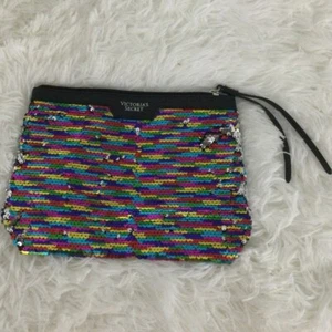 Victoria’s Secret Kosmetiktasche Rainbow Pailletten Kunstleder Make-up - Bild 1 von 7