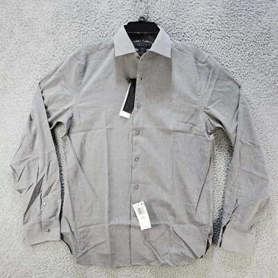 THE MEN'S STORE bloomingdale's Chambray Button-Up Shirt Men's Medium Grey L/S - Image 1 of 4