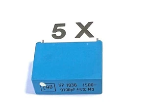 9100pF, 9,1nF, 1500V-, 450V~,5%, (ca.10nF), RM22,5, 100°, KP1836, ROE, 5 Stück - Picture 1 of 4