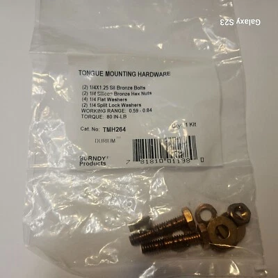 BURNDY TMH264 TONGUE MOUNTING HARDWARE KIT 1/4X1.25" DURIUM (SILICON BRONZE) HW - Image 1 of 4