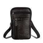 Multifunction Genuine Leather Shoulder Bag Solid Color Man Zip Crossbody Handbag