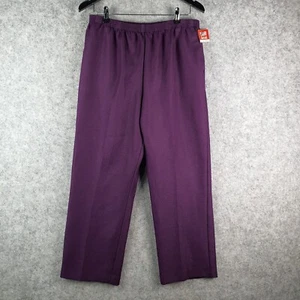 Alfred Dunner Pants Womens 14 Purple Stretch Elastic Waist Straight Leg NEW 9149 - Picture 1 of 15