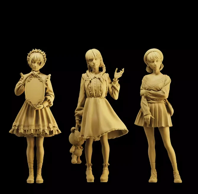 1/64 Resin Lolita Girls 3 Figures Unassembled Unpainted - Image 1 of 1